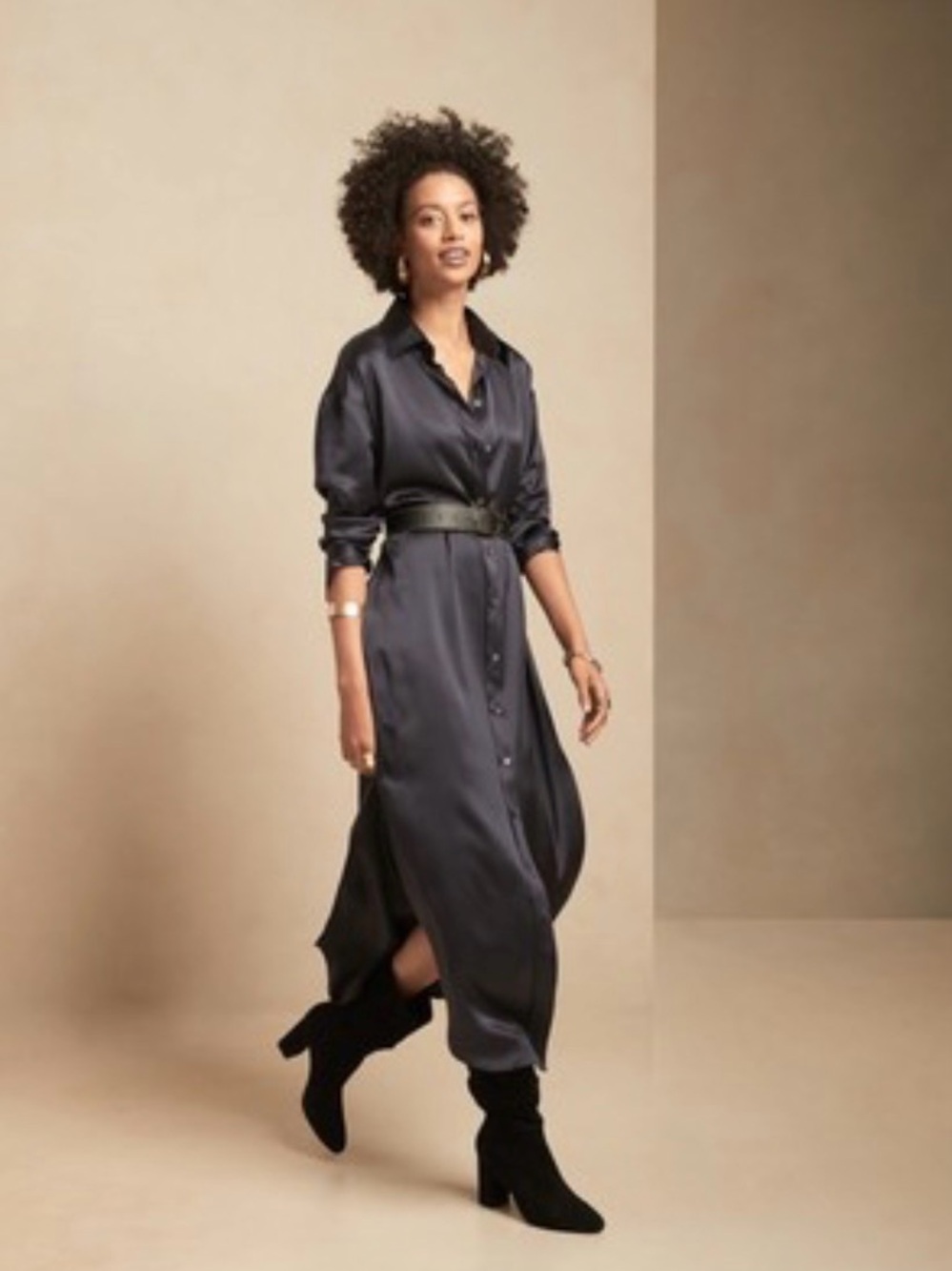 Banana republic Button-Front Long maxi Shirt Dress
